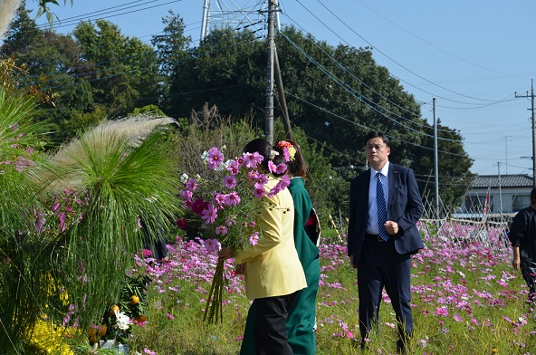 鹿室のコスモス見学に2023年11月3日に土屋復興大臣がいらっしゃいましたのでその様子を撮影した写真8枚目