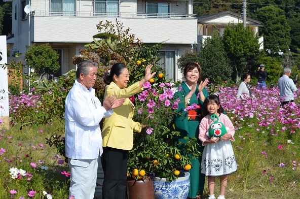 鹿室のコスモス見学に2023年11月3日に土屋復興大臣がいらっしゃいましたのでその様子を撮影した写真9枚目