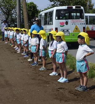 2018年度鹿室コスモス祭りへの準備が始まりました。9月6日に2018年度コスモス祭りになるコスモス畑に園児たちが種を蒔いている写真16枚目。